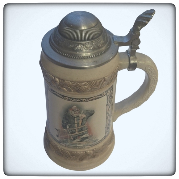 "THE SMOKE EATER" BOB PATTERSON FIREFIGHTING ART CERAMIC STEIN GERMANY VINTAGE - Picture 1 of 8